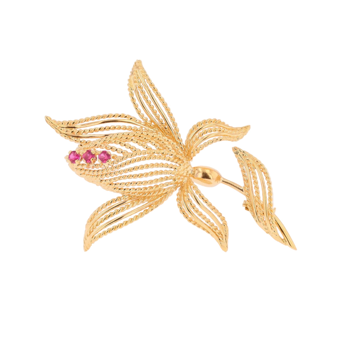 Broche Épingle en or jaune et rubis