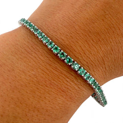 Bracelet Ligne en or blanc et émeraudes