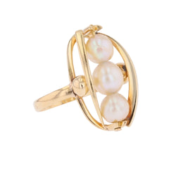 Bague Trilogie en or jaune et perles