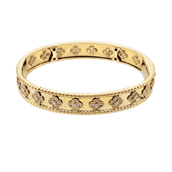 Bracelet Van Cleef & Arpels, "Perlée Trèfles", or jaune et diamants.