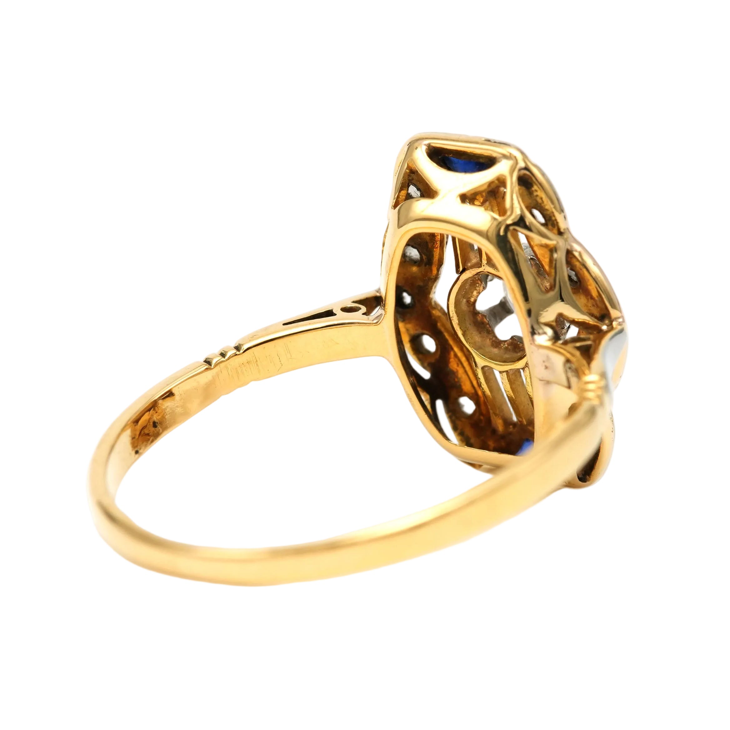 Bague en or blanc, or jaune, saphirs et diamants
