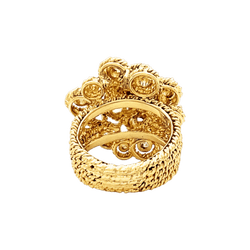 Bague fleur vintage, fils d'or jaune et diamants.