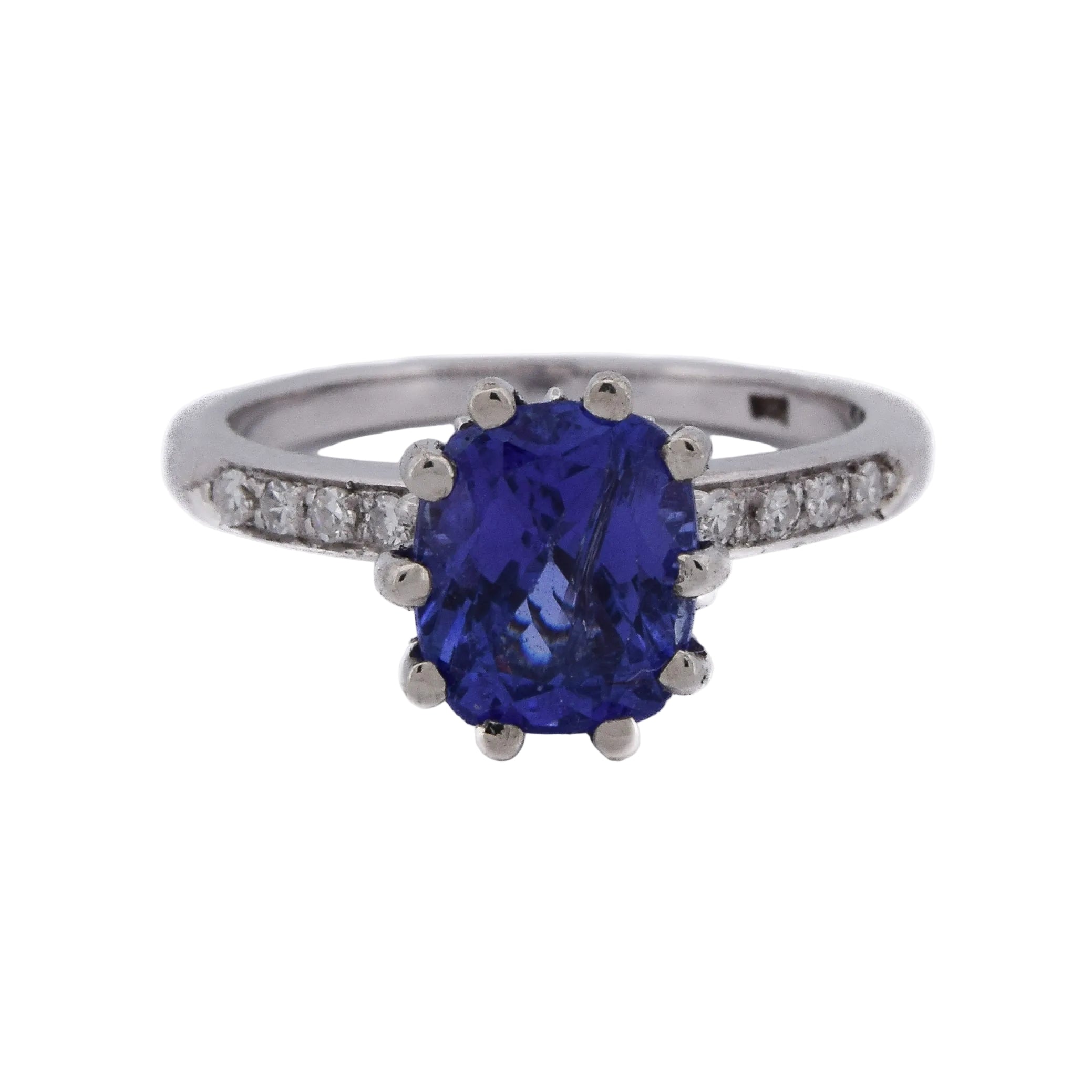 Bague Solitaire en or blanc, tanzanite et diamants