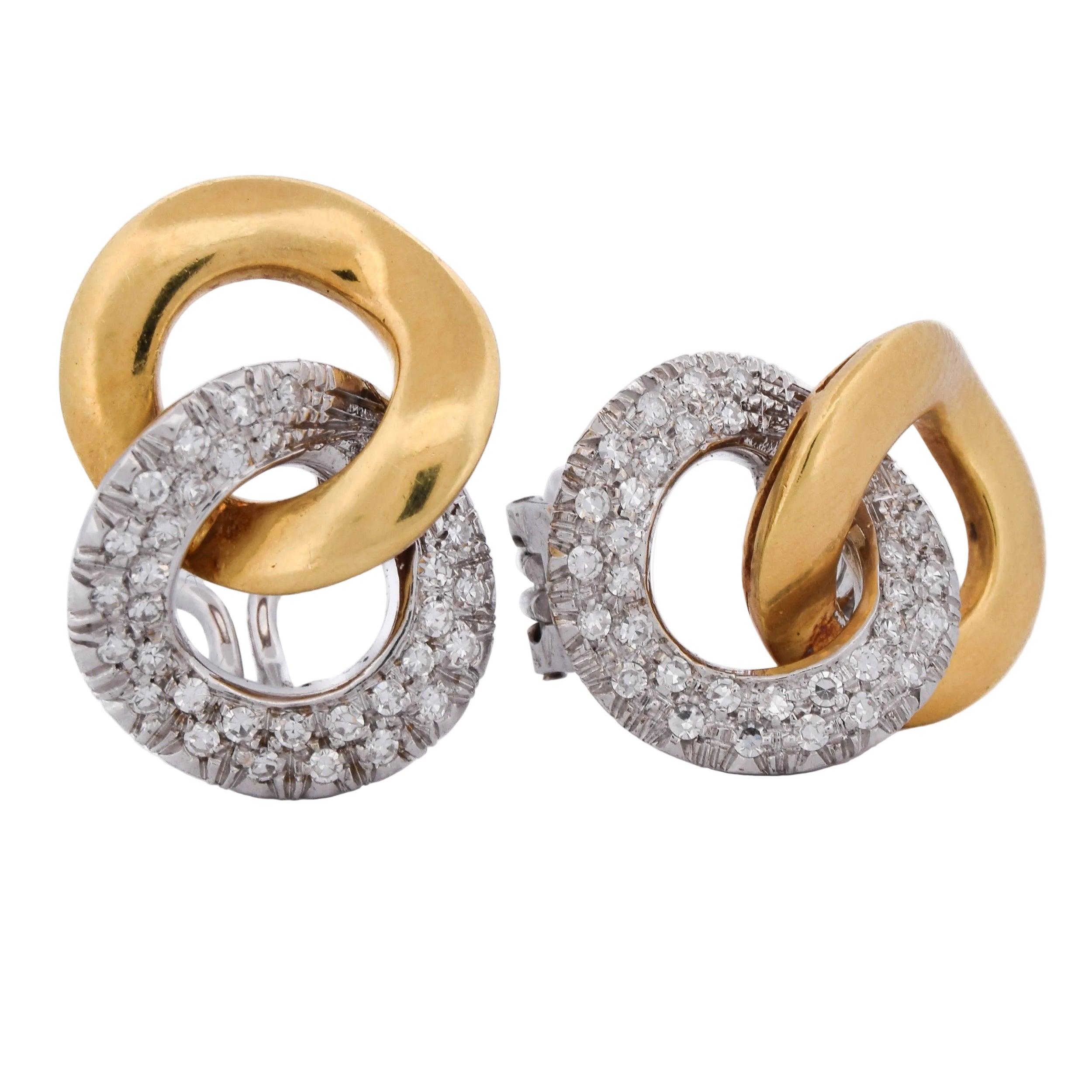 Boucles d'oreilles Clips LUNATI en or blanc, or jaune et diamants