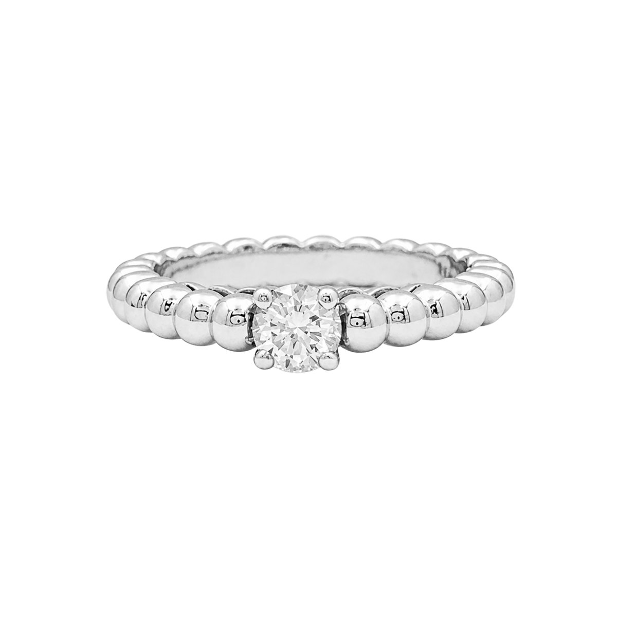 Bague Solitaire VAN CLEEF & ARPELS "Solitaire Perlée" en or blanc et diamant