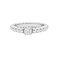 Bague Solitaire VAN CLEEF & ARPELS "Solitaire Perlée" en or blanc et diamant