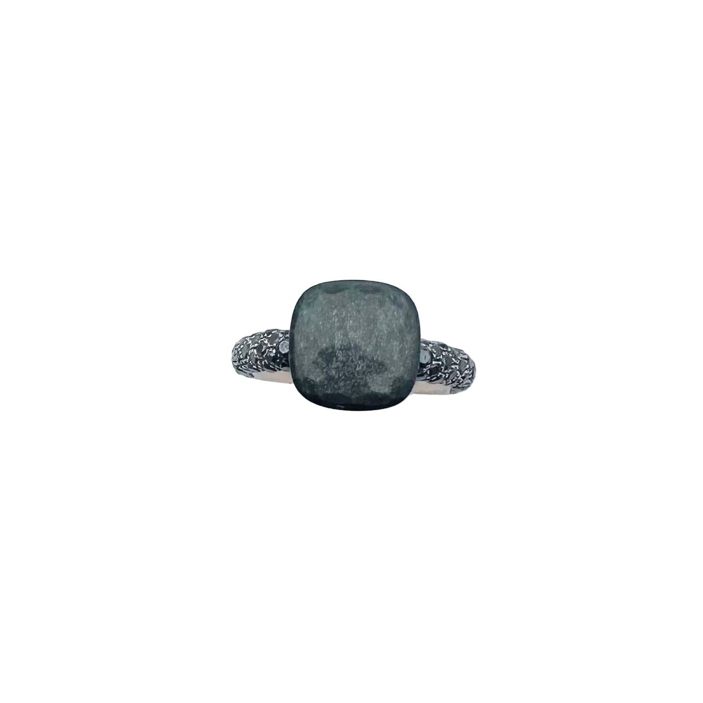 Bague POMELLATO "Nudo" en or rose, titane, obsidienne et diamants noirs