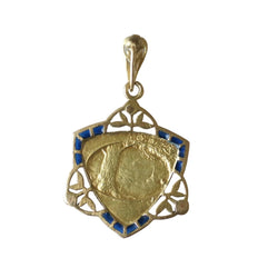 Médaille ÉMILE MONIER en or jaune, émail et perles