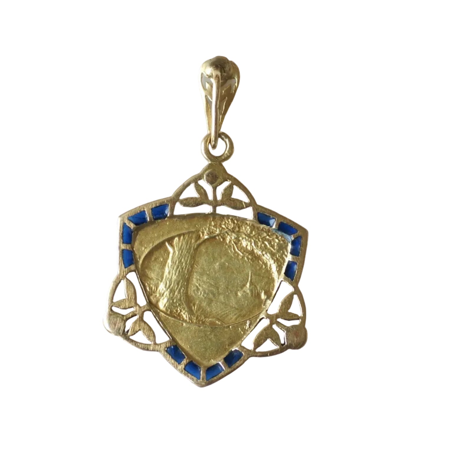 Médaille ÉMILE MONIER en or jaune, émail et perles