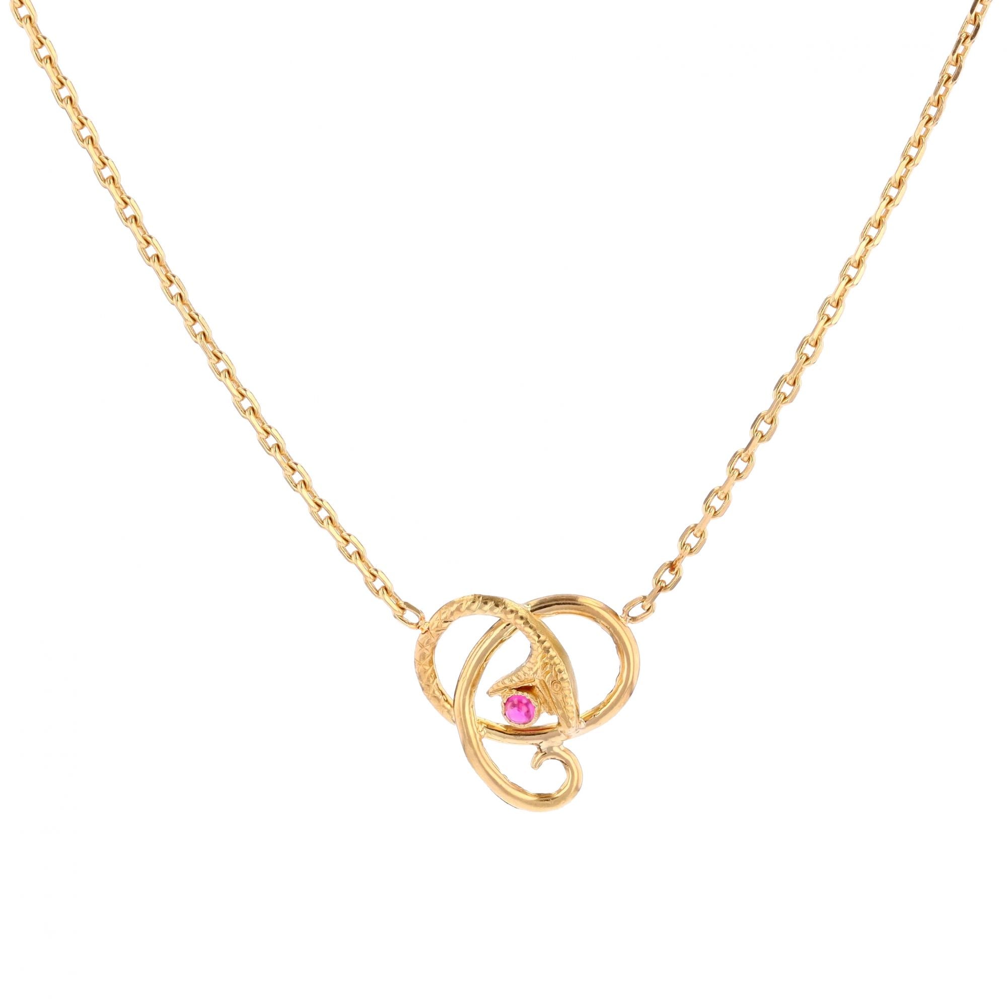 Collier Pendentif en or jaune et rubis