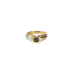 Bague Jonc en or jaune, or blanc, et saphir
