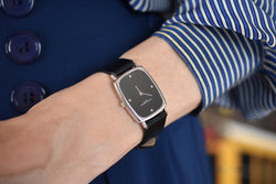 Montre VACHERON CONSTANTIN en or blanc, acier, cuir, onyx et diamants