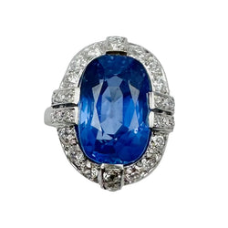 Bague Entourage en platine, saphir et diamants