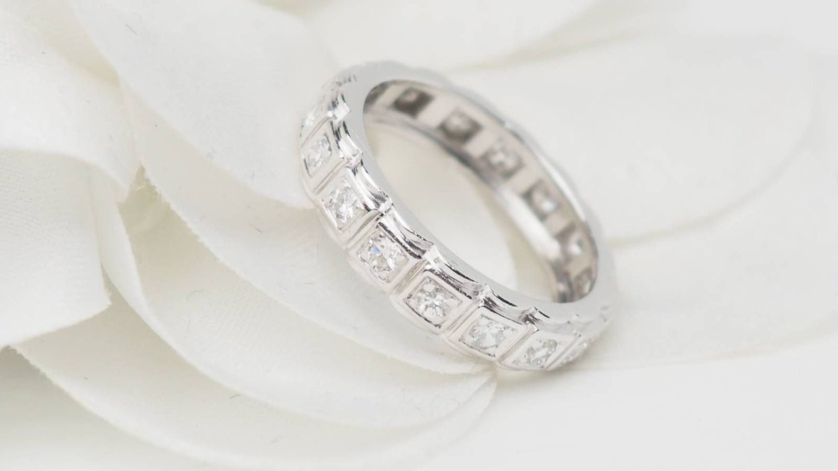 Alliance américaine ancienne en platine et diamants - Castafiore