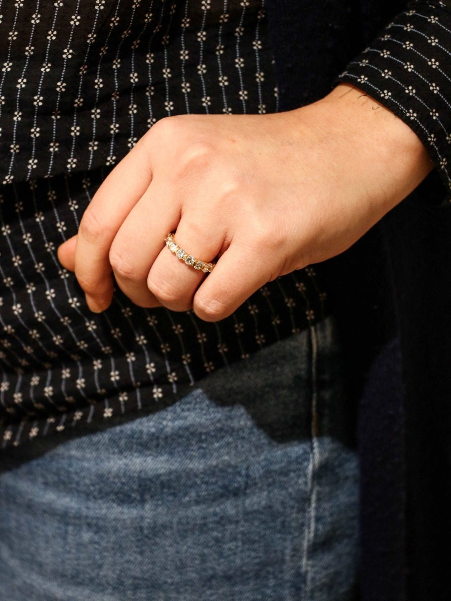 Alliance américaine vintage en or jaune et diamants - Castafiore