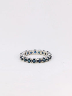 Alliance américaine vintge en or blanc et saphirs - Castafiore