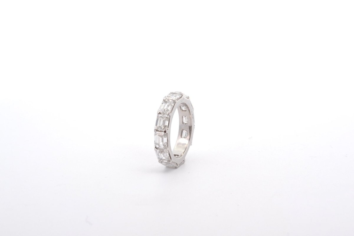 Alliance diamants taille émeraude en or 18k - Castafiore