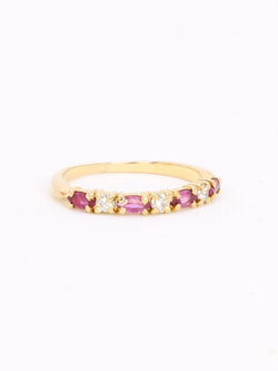 Alliance or jaune diamants tourmalines roses - Castafiore