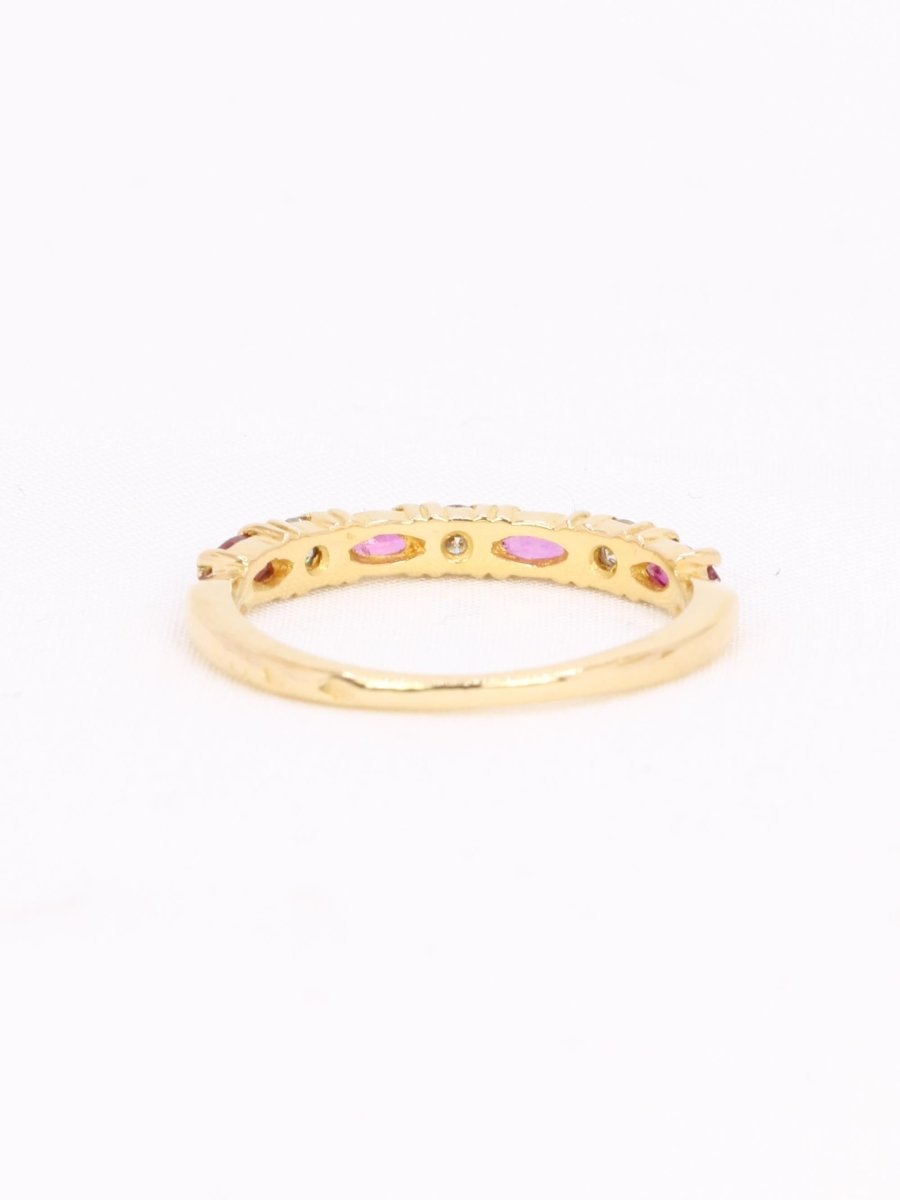 Alliance or jaune diamants tourmalines roses - Castafiore
