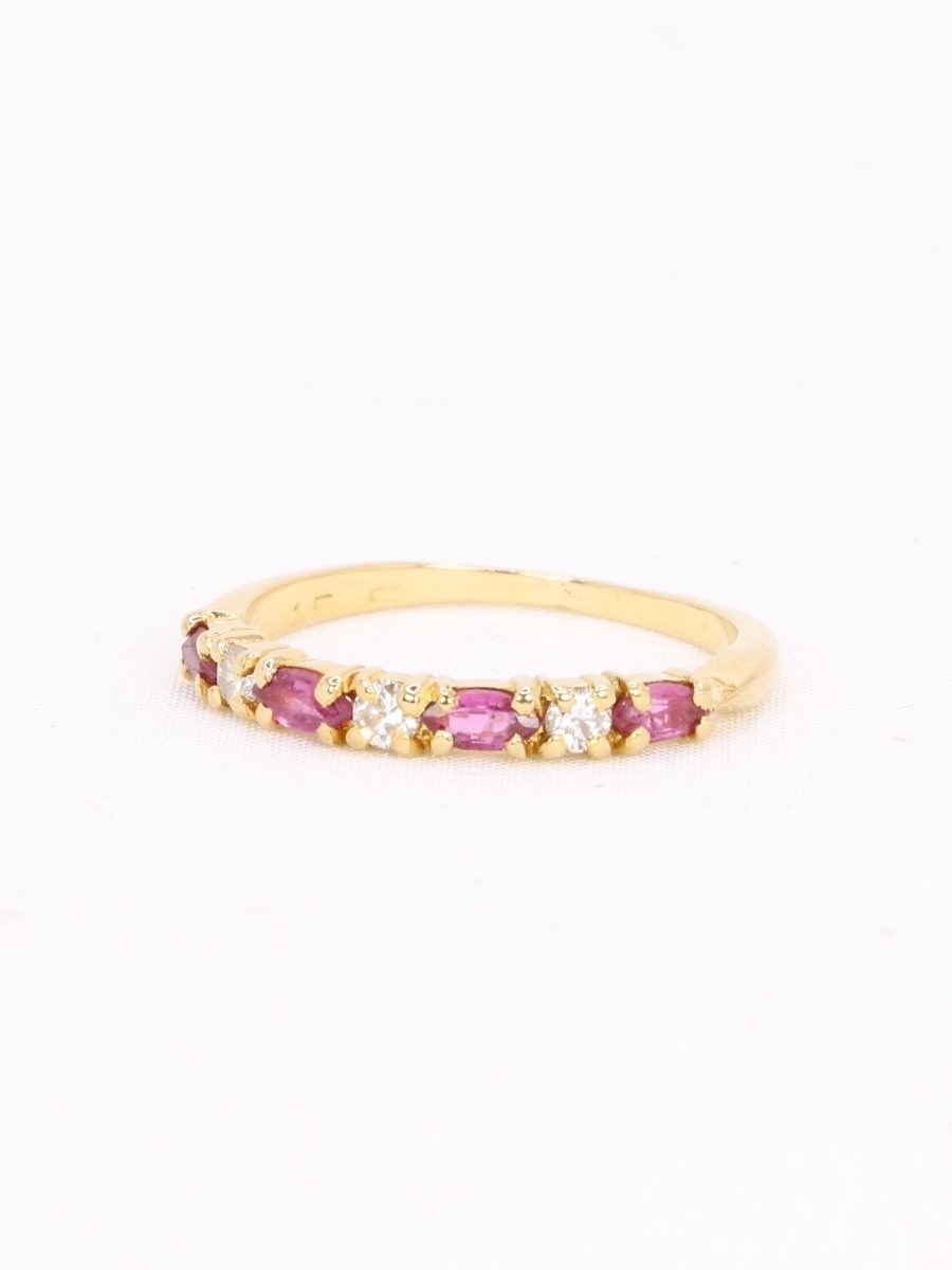Alliance or jaune diamants tourmalines roses - Castafiore