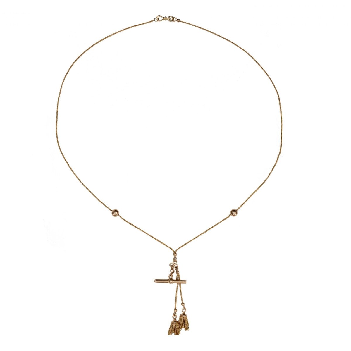 Ancienne chaine de montre perle pompons et clé - Castafiore