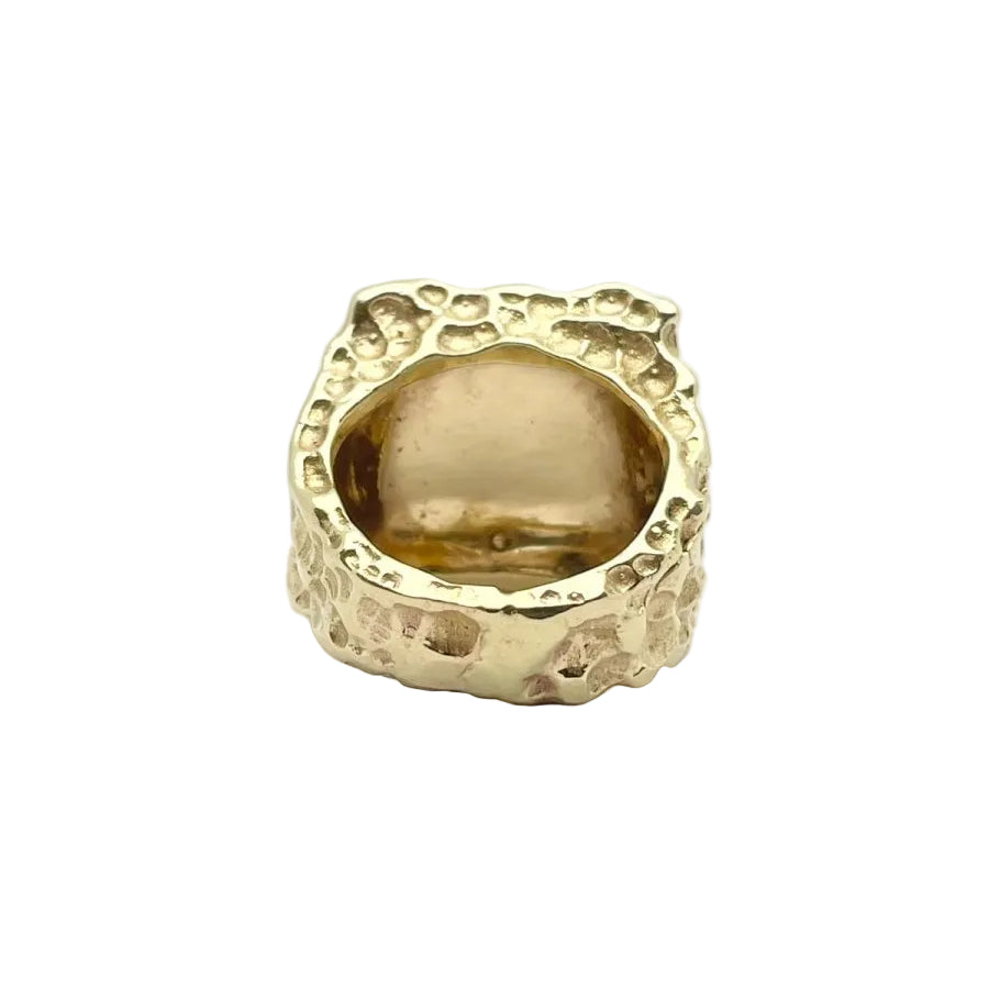 Anello oro 14KT con diamanti e quarzo, scritta HUTTON NEW YORK - Castafiore