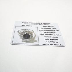 Anello oro 18 kt con diamanti e zaffiro naturale - Castafiore