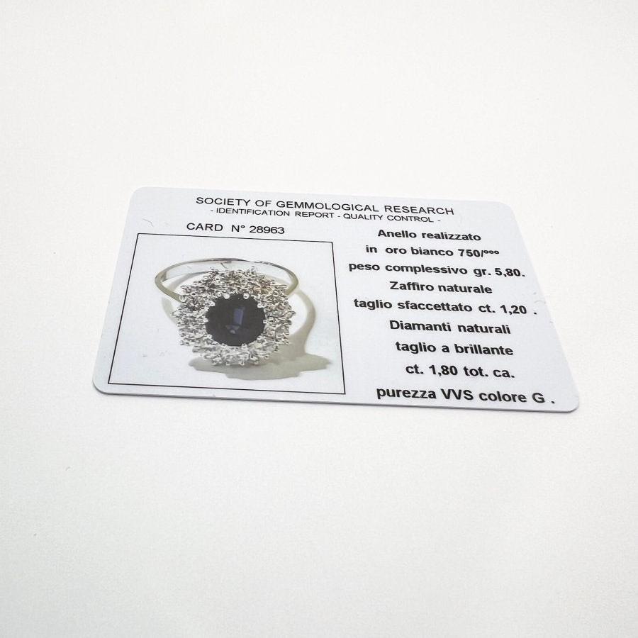 Anello oro 18 kt con diamanti e zaffiro naturale - Castafiore