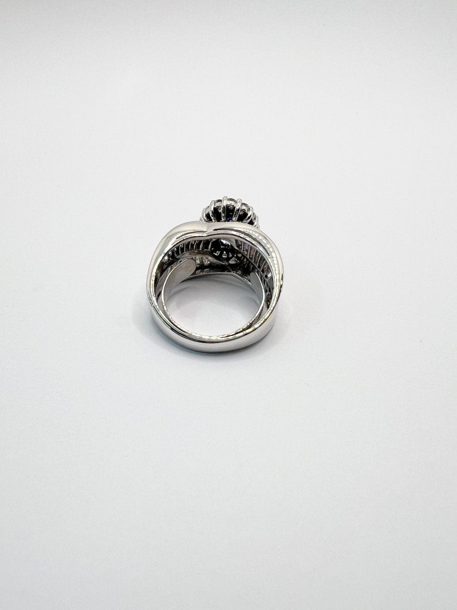 Anello oro 18 kt con diamanti e zaffiro naturali - Castafiore