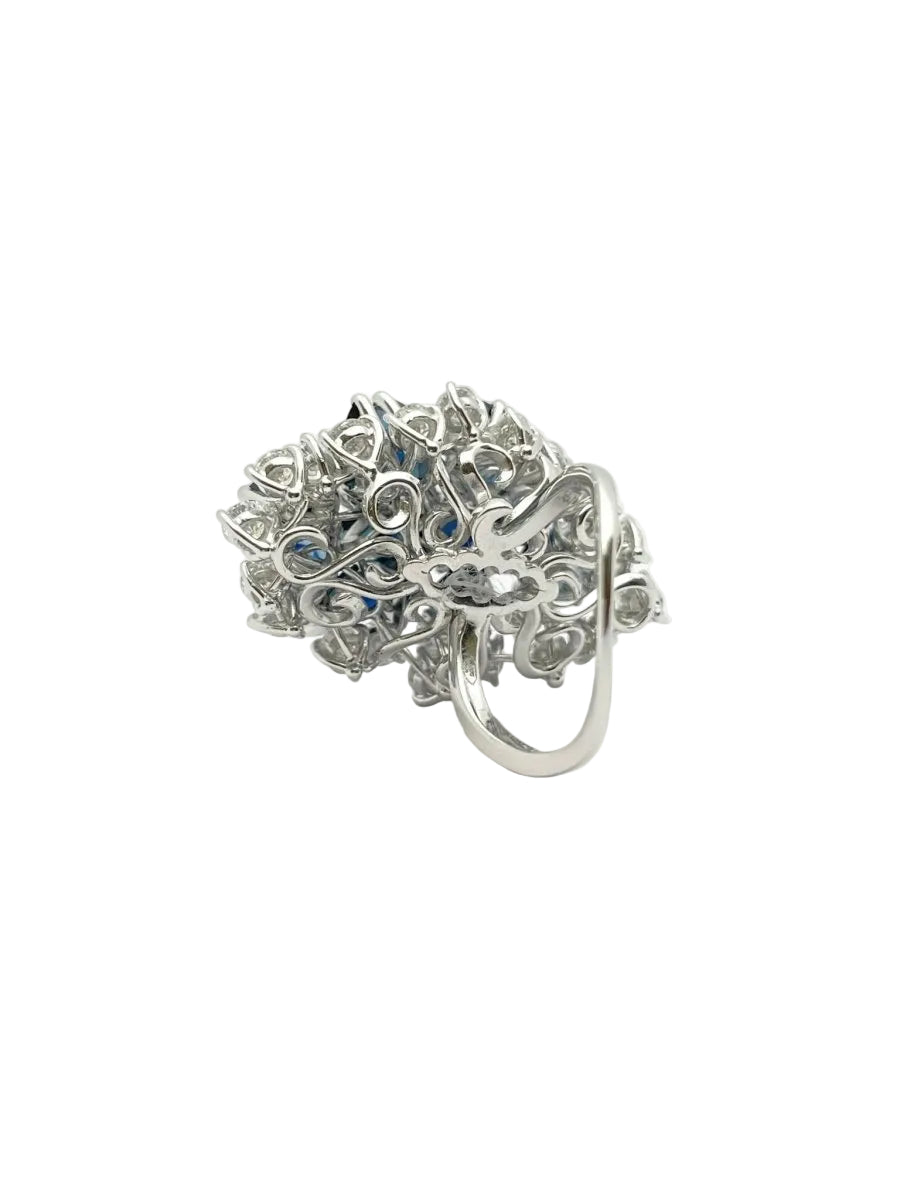 Anello oro 18KT con diamanti e zaffiri naturali - Castafiore
