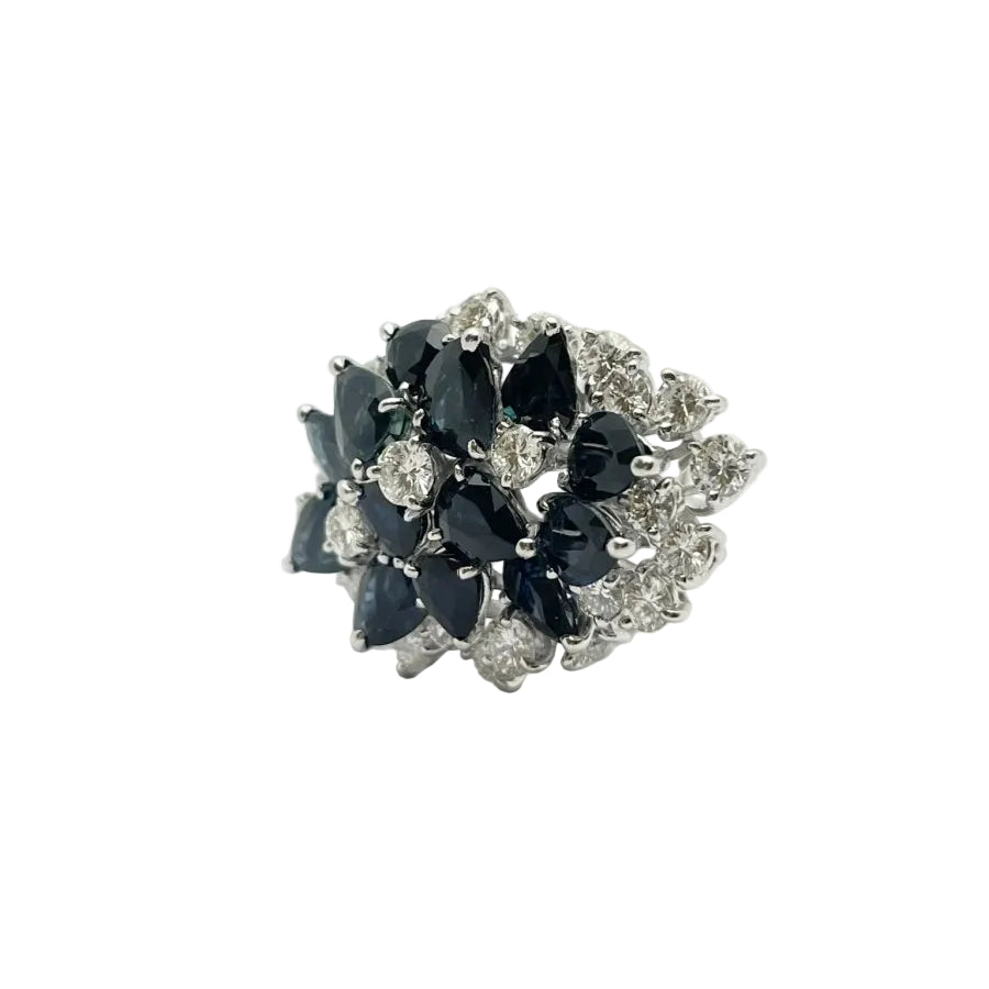 Anello oro 18KT con diamanti e zaffiri naturali - Castafiore