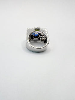 Anello platino con diamanti naturali e zaffiro naturale , epoca 1920 - Castafiore