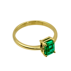 ANILLO DE ORO AMARILLO CON ESMERALDA COLOMBIANA - Castafiore