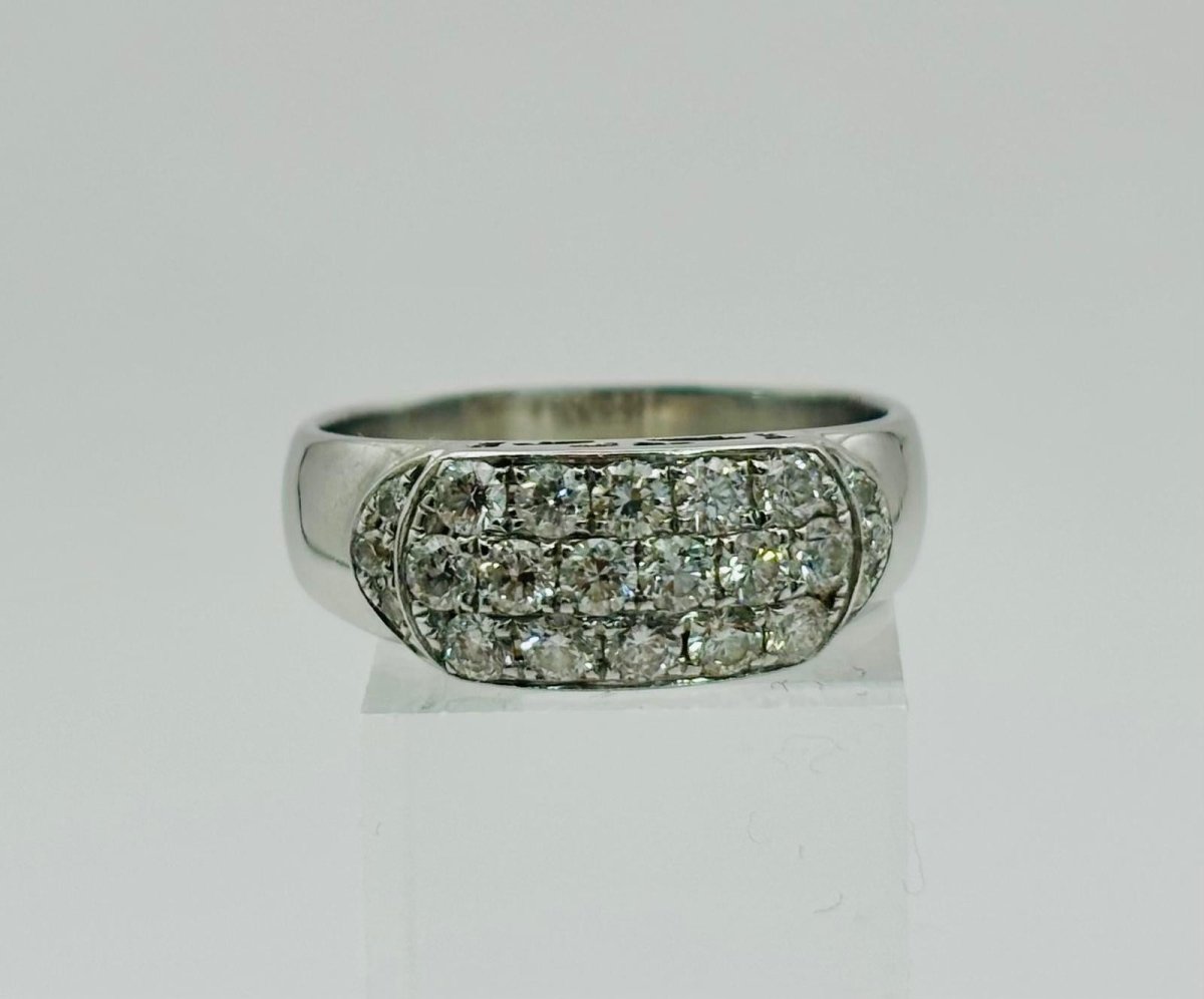 ANILLO DE ORO BLANCO CON PAVÉ DE DIAMANTES - Castafiore