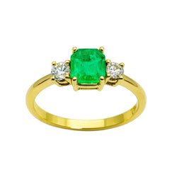 ANILLO DE ORO CON ESMERALDA Y DIAMANTES - Castafiore