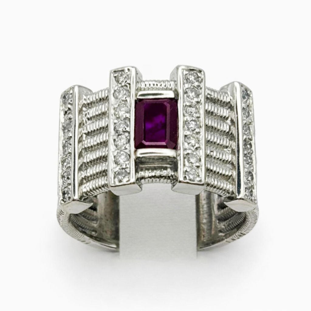 ANILLO DE ORO CON RUBÍ Y DIAMANTES - Castafiore