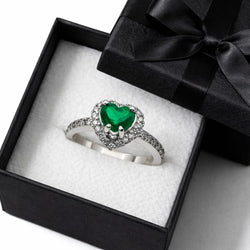 ANILLO EN FORMA DE CORAZON CON ESMERALDA NATURAL CERTIFICADA MUZO COLOMBIA - Castafiore