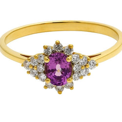 ANILLO EN ORO AMARILLO CON ZAFIRO ROSA Y DIAMANTES - Castafiore