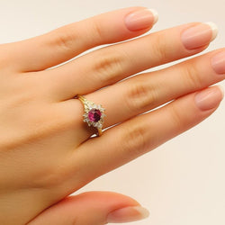 ANILLO EN ORO AMARILLO CON ZAFIRO ROSA Y DIAMANTES - Castafiore