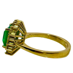 ANILLO EN ORO CON UNA ESMERALDA Y DIAMANTES - Castafiore