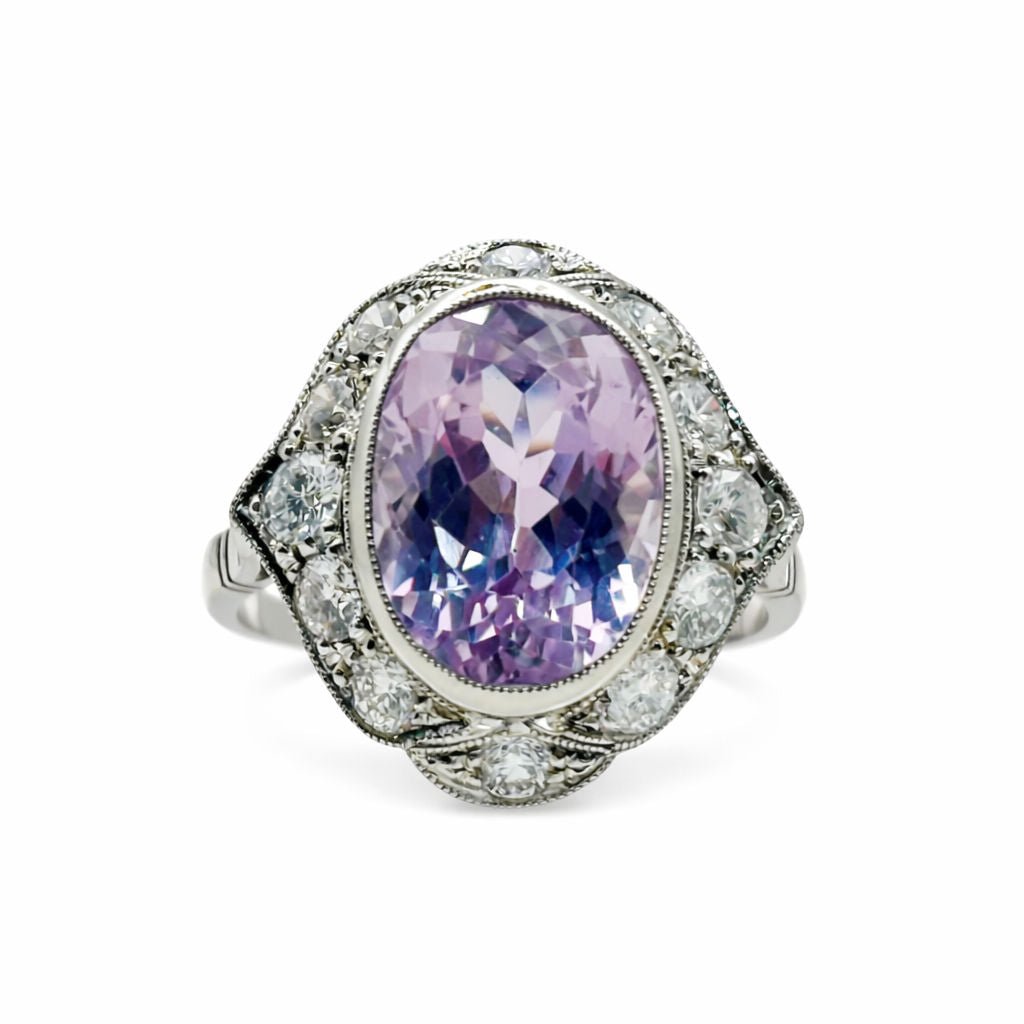 ANILLO EN PLATINO CON DIAMANTES Y KUNZITA - Castafiore