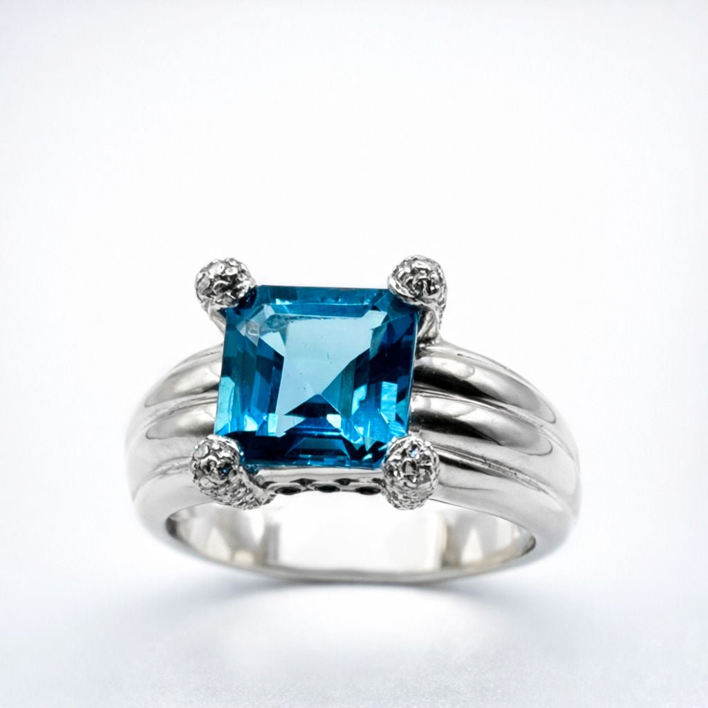 ANILLO EN PLATINO CON TOPACIO - DISEÑO ALTA JOYERIA - Castafiore