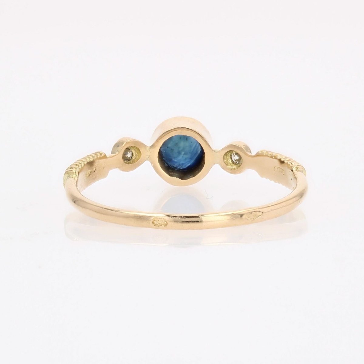 Anneau or jaune saphir diamants - Castafiore