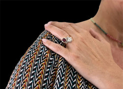 Antique Diamond Ruby Platinum Gold Vous et Moi Ring - Castafiore