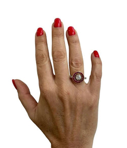 Art Deco 1.12 Carat Diamond Ruby Engagement Ring - Castafiore