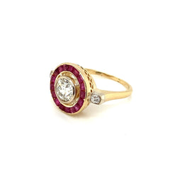 Art Deco 1.12 Carat Diamond Ruby Engagement Ring - Castafiore