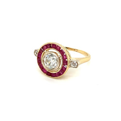 Art Deco 1.12 Carat Diamond Ruby Engagement Ring - Castafiore