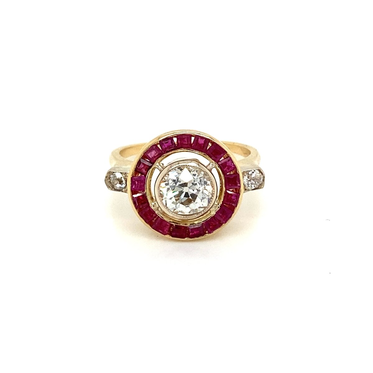 Art Deco 1.12 Carat Diamond Ruby Engagement Ring - Castafiore