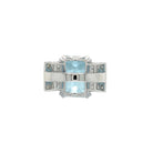 Art Deco 12 Carat Aquamarine Diamond Sapphire Gold Ring - Castafiore