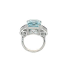 Art Deco 12 Carat Aquamarine Diamond Sapphire Gold Ring - Castafiore